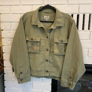 American Eagle Outfitters AE Women’s XL Olive Lightweight Utility Jacket Cropped